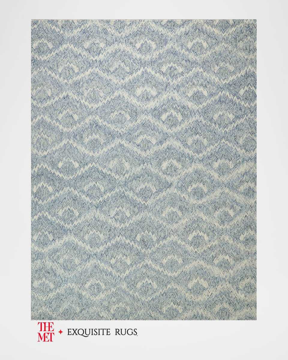 Bargello Hand-Tufted Light Blue Rug, 8' x 10'